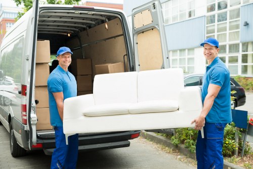 Moving van for house removals in Richmond on a residential street