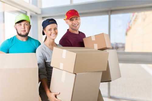 Household boxes and furniture prepared for removals in Richmond