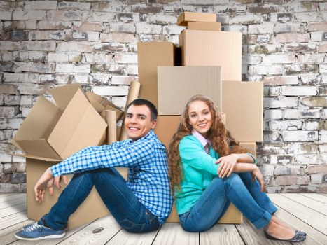 Packed boxes and moving van for Richmond removals