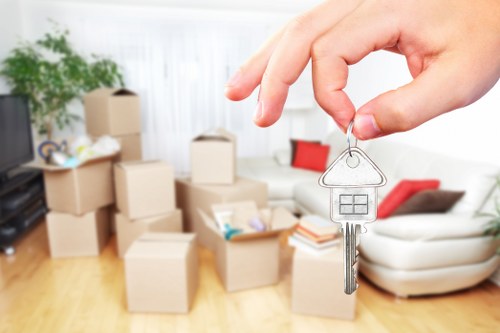 Office removal planning in Richmond with packed boxes and workspace preparation