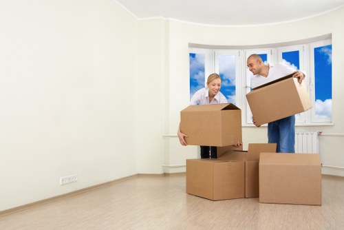 Prepared boxes and furniture for a removals van booking in Richmond