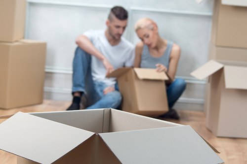 Packed boxes ready for Richmond removals in a family home